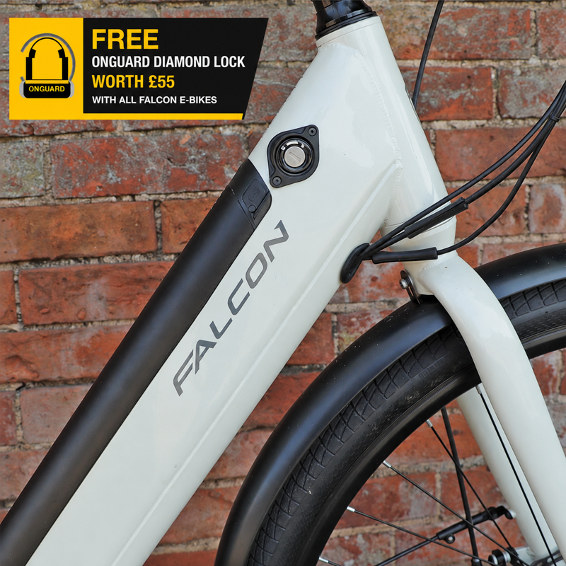 Falcon Liberty Low Step Electric Hybrid Bike in Off-White-7